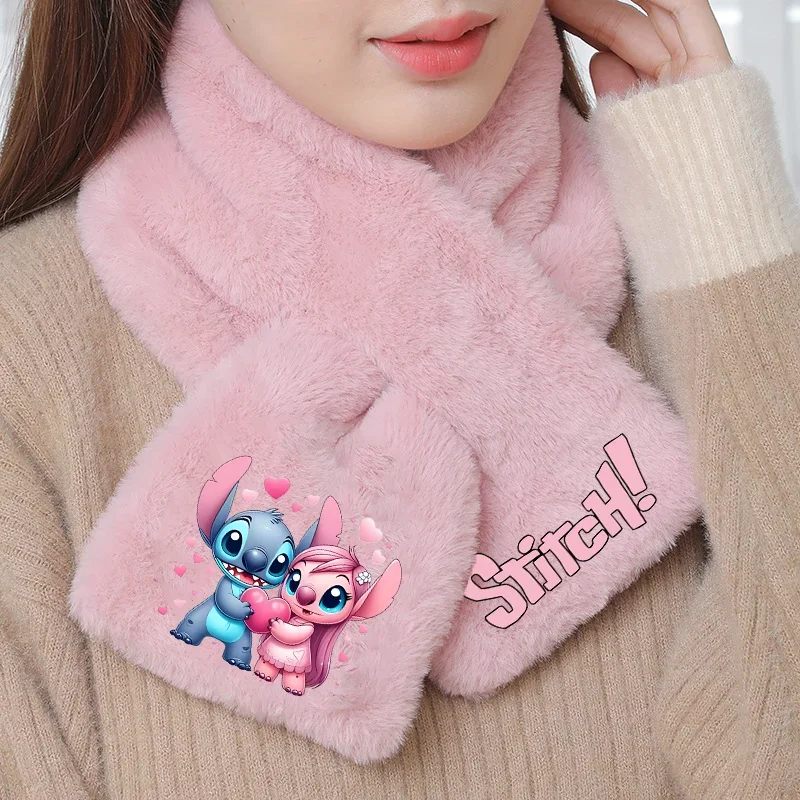 Stitch Disney Scarfs Anime Cartoon Angel Super Soft Plush Neckerchief Warm Shawl Boys Girl Autumn Winter Kids Birthday Xmas Gift