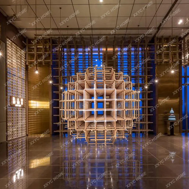 

Shopping mall Meichen decorative solid wood splicing creative large-scale floor-to-ceiling ornaments Hotel lobby sales