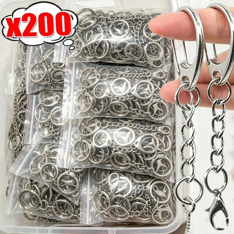 10-200pc Lobster Clasp Key Ring Keychain C Shape Spring Clasps Connector Hook For DIY Jewelry Making Finding Key Chain Accessory