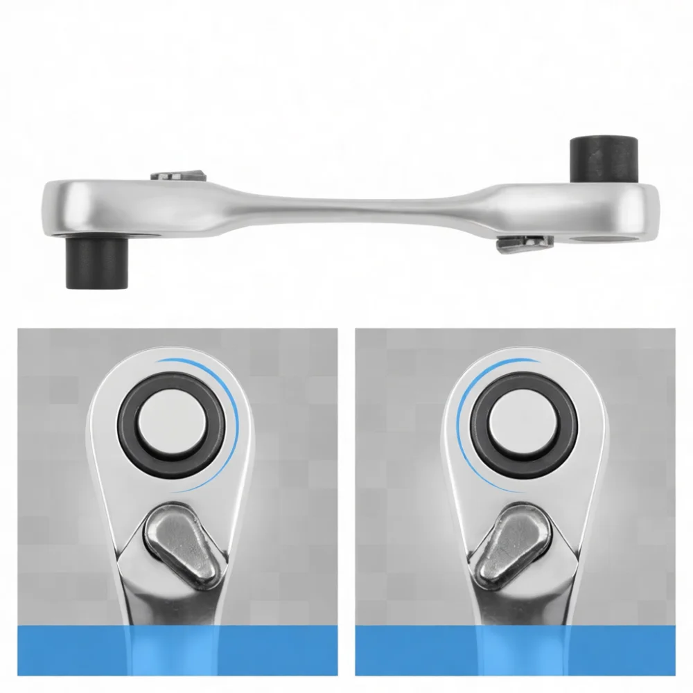 Mini 1 4 Inch Ratchet Wrench Dual Head Screwdriver Bit Socket Spanner Tool Chrome Vanadium Steel Fast Repair Hand Driver