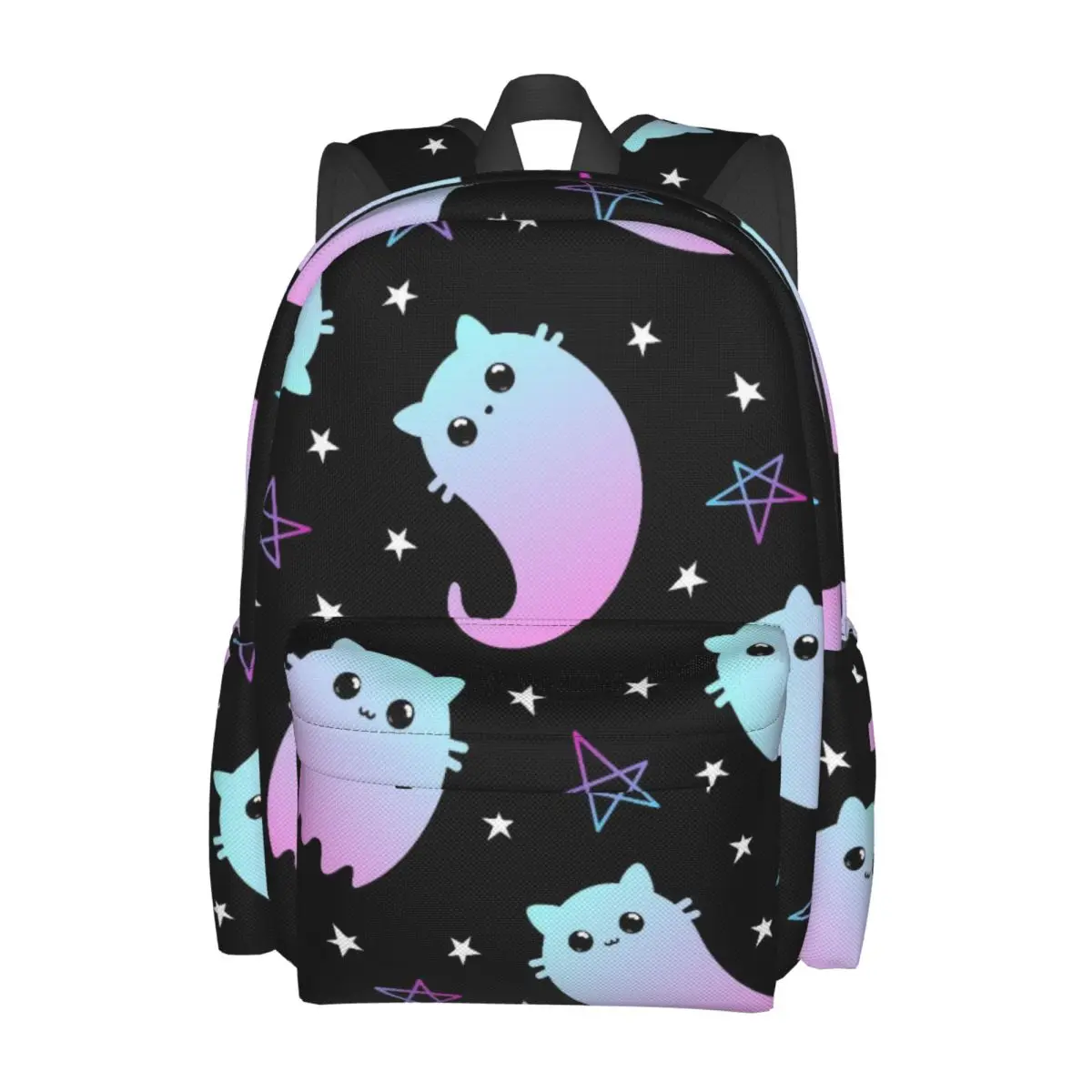 Cute Cat And Stars Print Halloween Large Capacity Student Backpack Casual Fashion School Bag Travel Backpack Laptop Backpack