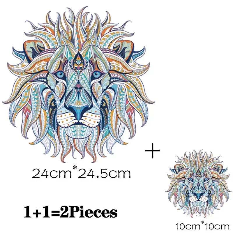2Pcs/Lot Lion King Thermo Adhesive Iron On Fusible Ironing Patches Heat Thermal Transfers T Shirt Stickers For Clothing DIY