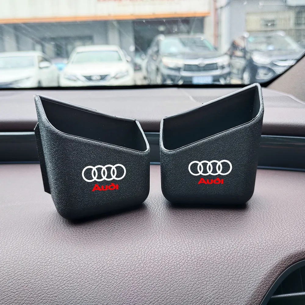 2Pcs Car Storage Bag Box Glasses Phone Holder Organizer For Audi Q7 Sline TT A1 A2 A3 A4 A5 A6 A7 A8 8P Valve Cap Accessories