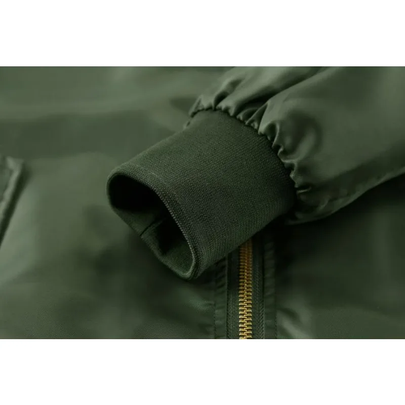 KIDWHXR Herbst-Bomberjacke für Herren, Lässige Baseball-Jacke, Streetwear mit Stehkragen und Reißverschluss, Lockere Herrenjacke mit Langen Ärmeln – Detail 5