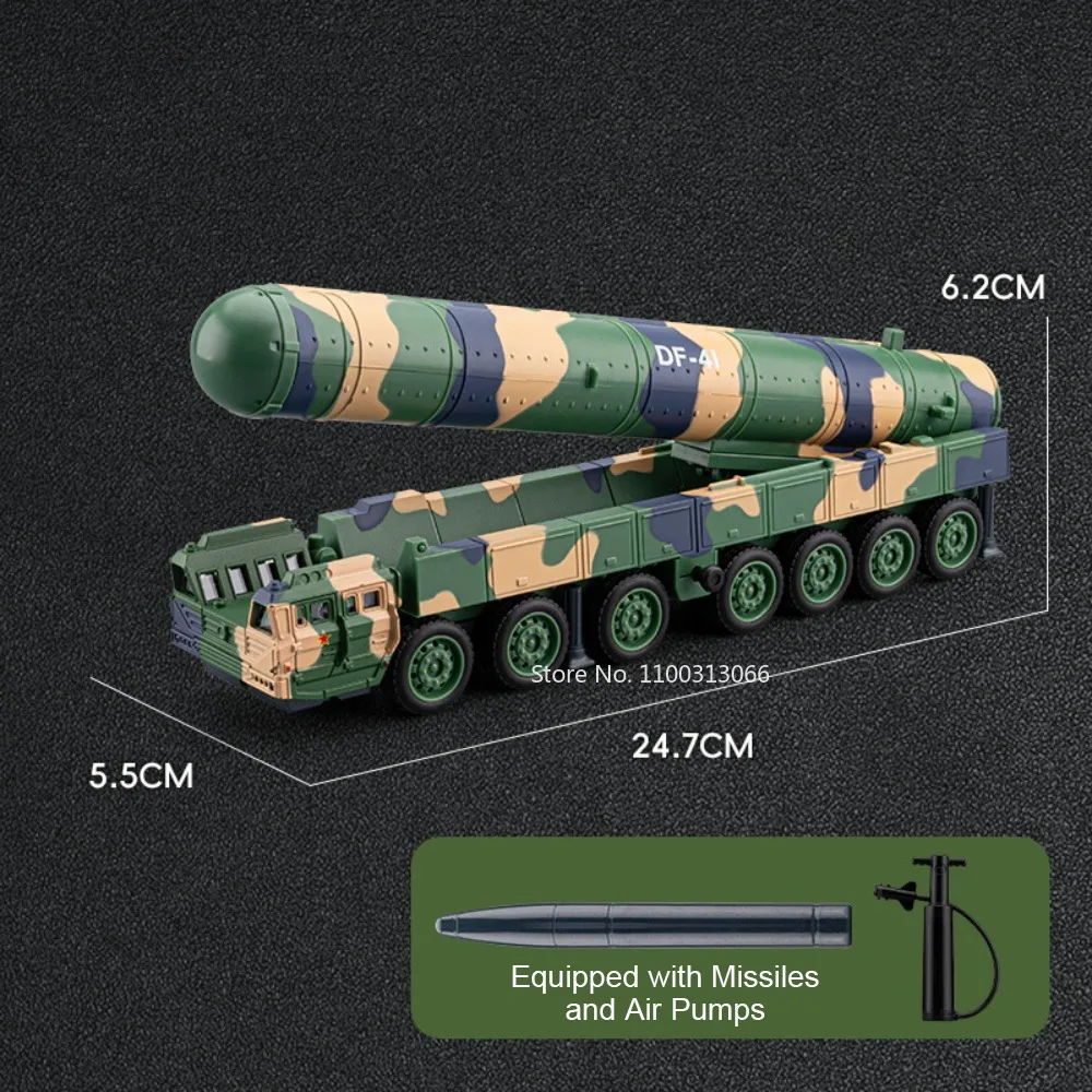 1:50 DF-41 JL-2 Zabawki Samochody Model Przesuwany do Przodu Gumowe Opony Miniaturowy Wyrzutnia Rakiet DF-5B Pojazd Militarny na Prezent dla Dzieci i Dorosłych