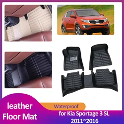Car Floor Mat for Kia Sportage 3 SL 2011~2016 2012 Waterproof Leather Foot Inner Liner Carpet Pad Custom Cover Rug Accessories