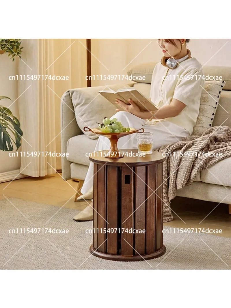 2-in-1 Coffee Table Ottoman Stool Solid Wood Storage Stackable Folding Seat for Living Room Dining Guest Seating