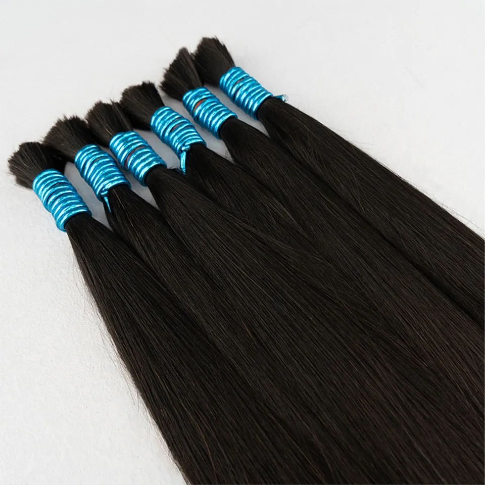 Extensões brasileiras louras do cabelo humano, trança maioria reta, nenhuma trama, Virgin Remy, hairpiece natural, 50g, 100g, cor 1B