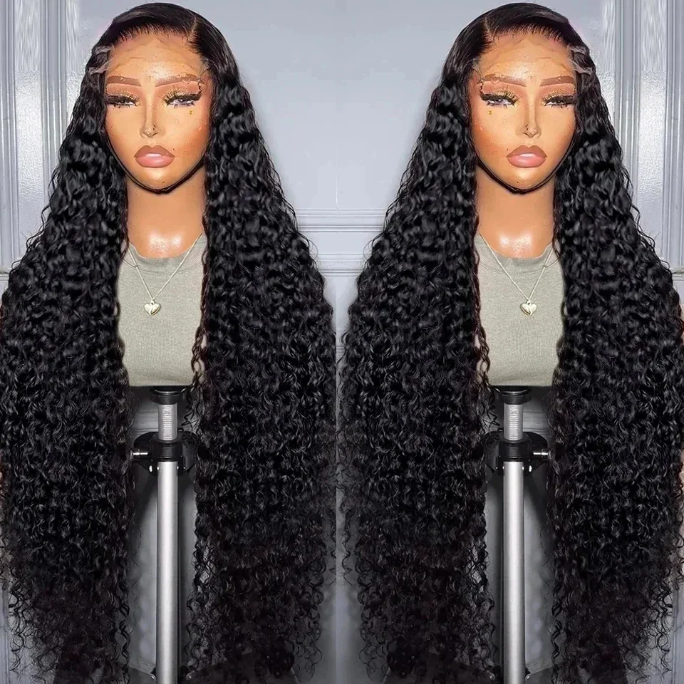 250% Deep Wave 13x6 HD Lace Frontal Wig Brazilian Curly Human Hair Wigs For Women Lace Front Human Hair Wig Pre Plucked 34 Inch