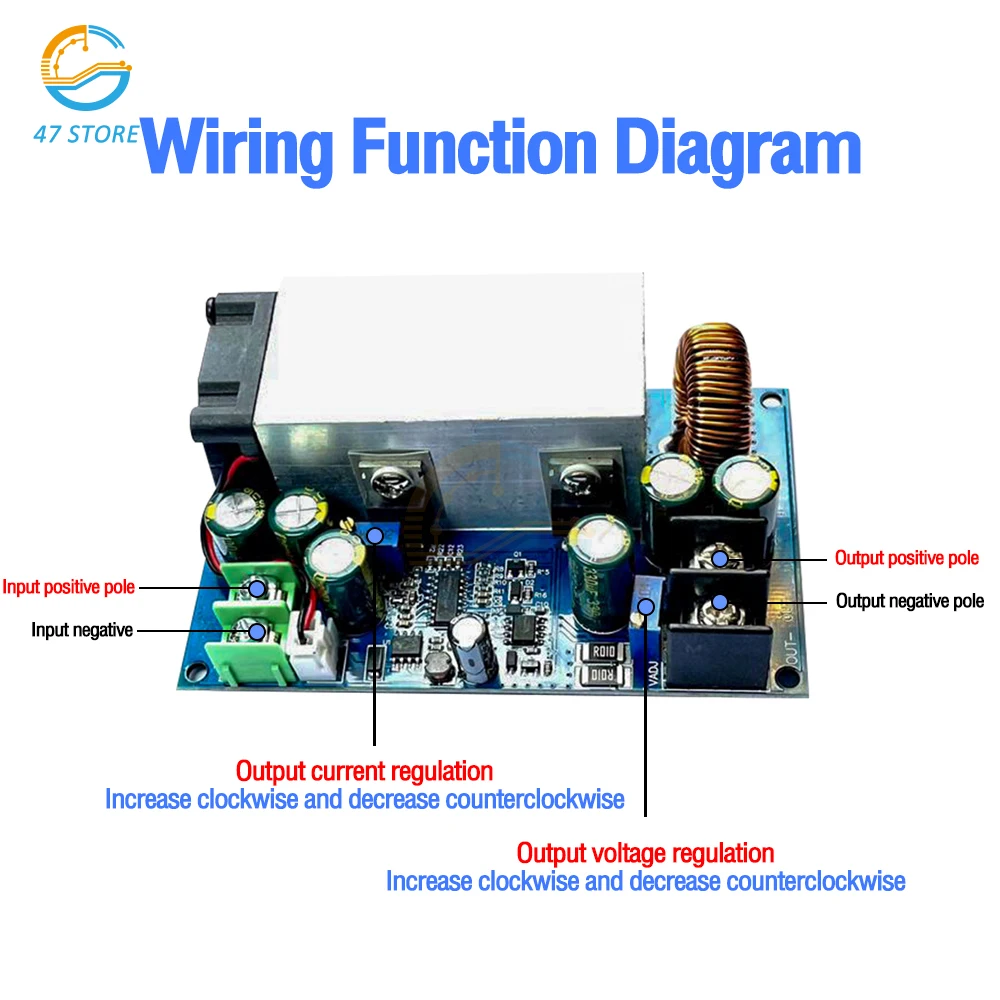 High Power  Adjustable Step Up Buck Converter Power Supply Module 12V-75V to 2.5V-60V 600W DC-DC 25A Non Isolated Step Up Module