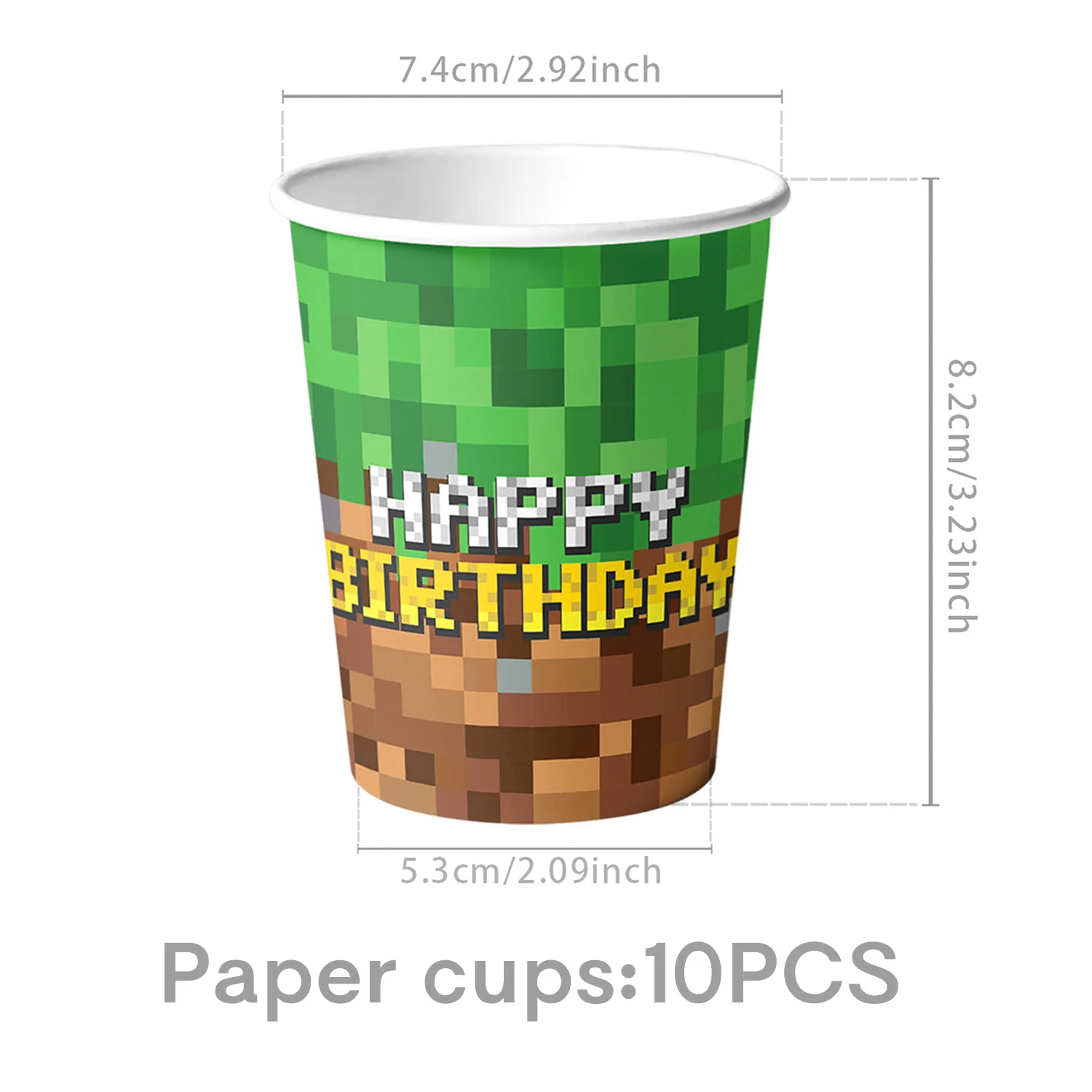 Minecraft Themed Birthday Party Supplies Disposable Dinnerware Set Banner Cake Topper Hanging Flag Hot Game Decorations view 4