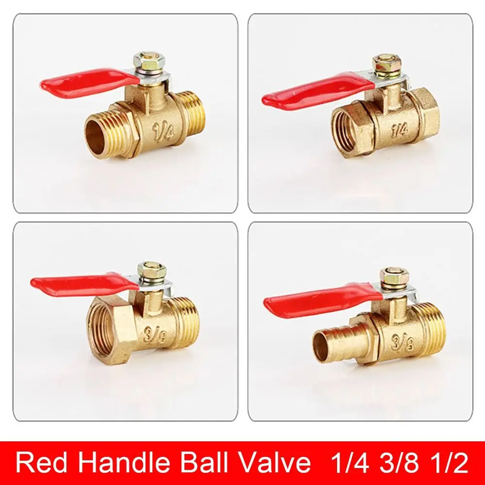 

Pipe Fittings Ball Valve Joint Controller 1/8'' 1/2'' 1/4'' Female Male Thread Pneumatic Connector Red Handle Brass