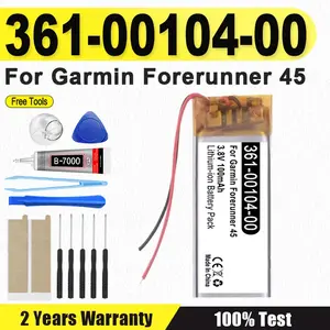 Bilashmart Brand BackShell 361 00104 00 100mAh Smart Watch Battery Garmin Forerunner 45 High Capacity Batterie + Tools
