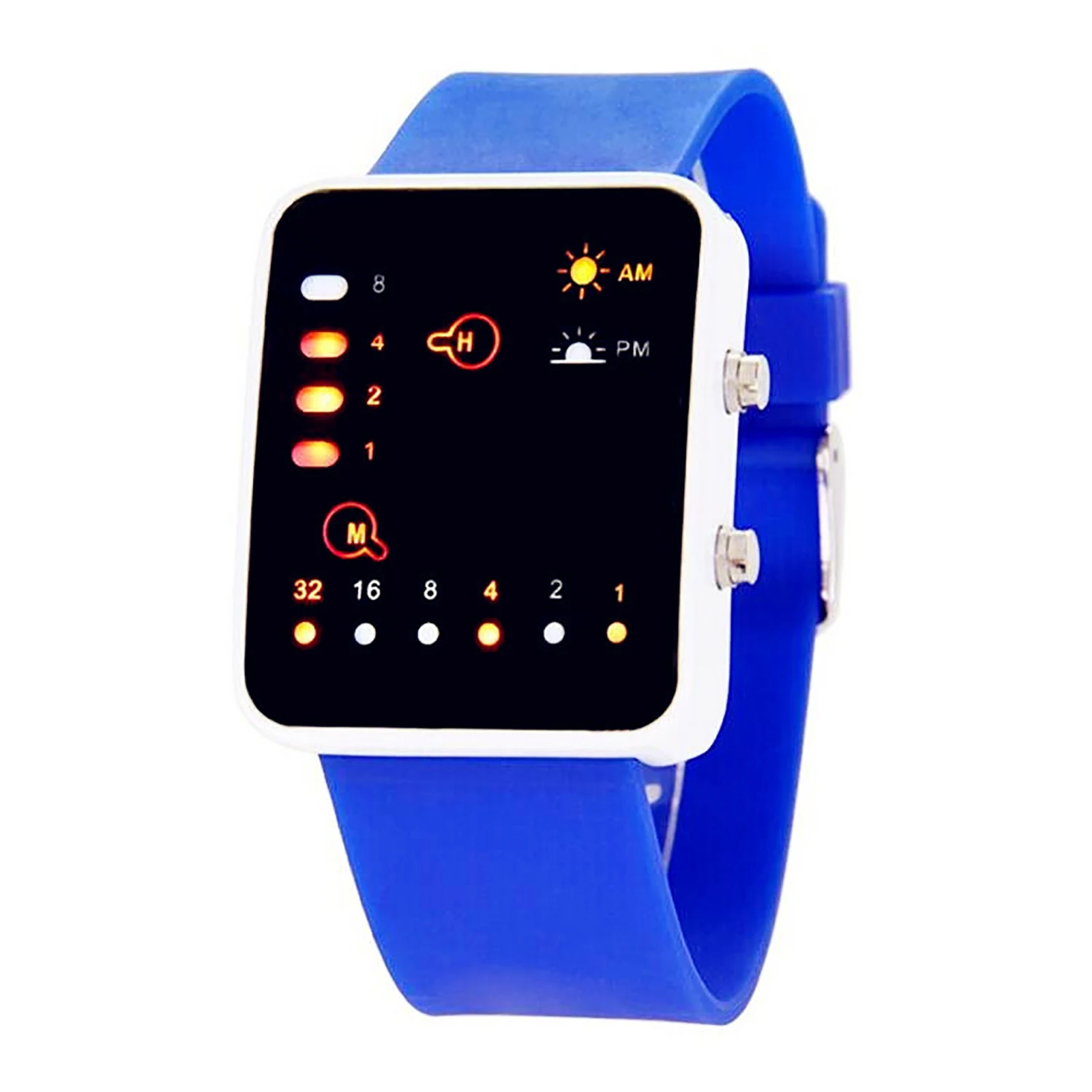 Binaire Led Horloges Mannen Horloges Mode Dot Led Digitale Elektronische Horloges Mode Sport Siliconen Horloges Paar Horloges