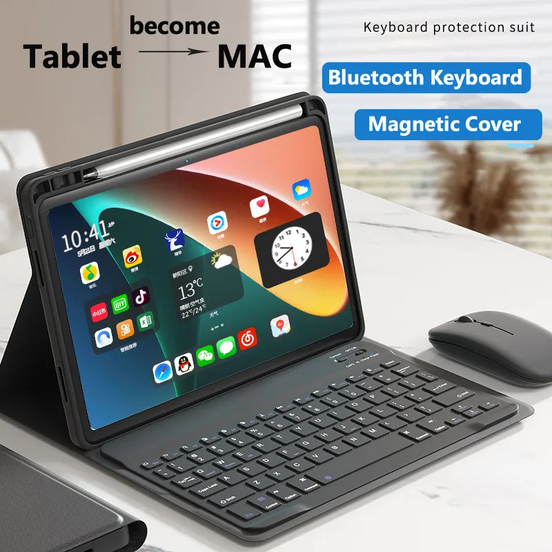Imagem -01 - Flip de Teclado Bluetooth com Mouse Xiaomi Poco Redmi Pad Pro 12.1 10.61 se 6s Pro 11 flip de teclado bluetooth com mouse xiaomi poco redmi pad pro 121 1061 se 6s pro 11 01