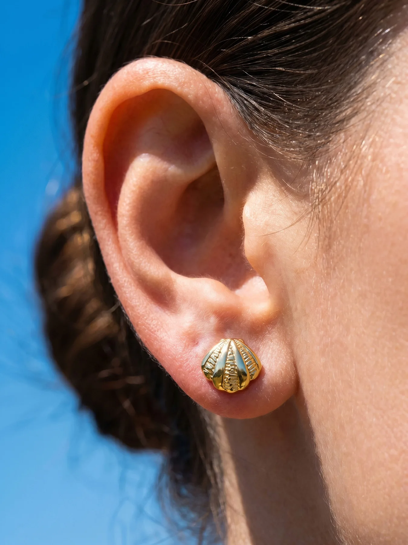 Fächerförmige Muschel-Ohrringe für Damen 316L Edelstahl 18K Vergoldet Französischer Stil Wasserfest Nicht Verblassende Ohrstecker Schmuck – Detail 7