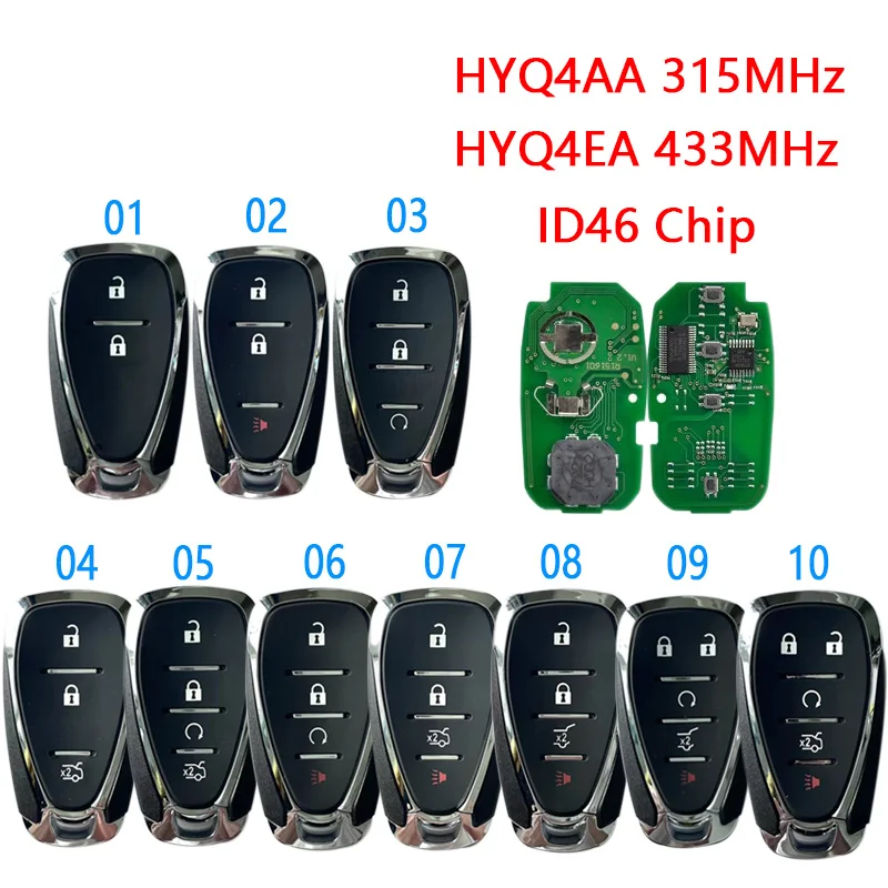 

HYQ4AA 315MHz/HYQ4EA 433MHz Remote Key for Chevrolet Camaro Volt Blazer Traverse Camaro Cruze Malibu Sonic Equinox Spark