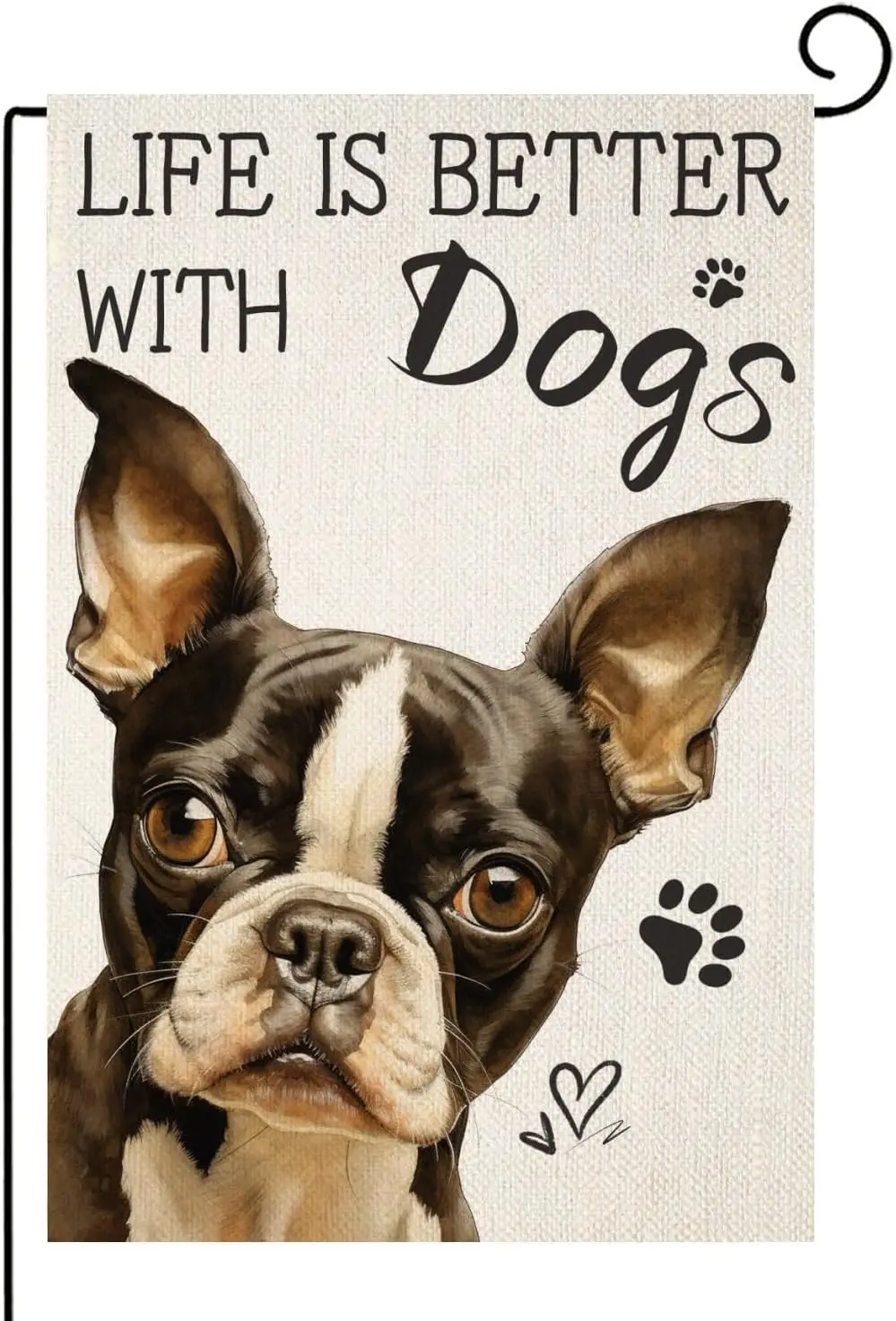 Life is Better With Dogs Boston Terrier Garden Flag 12x18 Inch Double Sided Outside, Pet Farmhouse Yard Outdoor Decoration(6 jjp