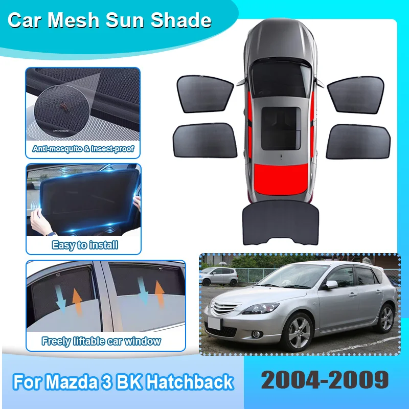 Car Window Sunshade For Mazda 3 BK Hatchback 2004-2009 2006 Visor Mesh Heat Insulation Windshield Frame Curtain Car Accessories