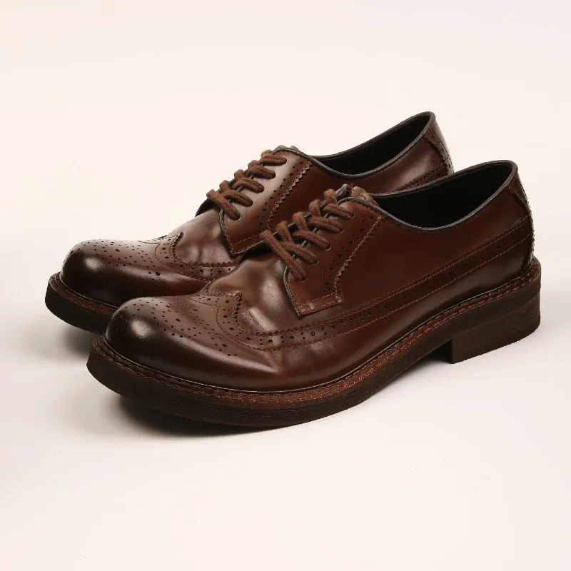 Luxury Genuine Leather Mens Dress Shoes Handmade Quality Comfortable 2026 Autumn British Style Fashion Brogues Social Shoes Man