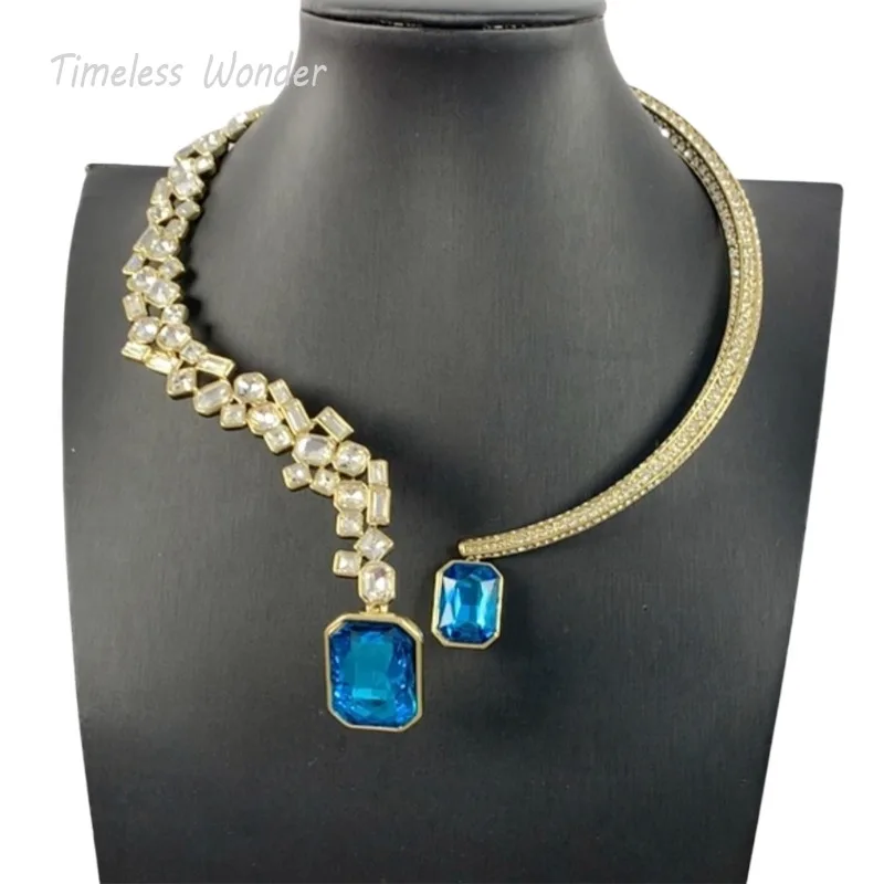 Timeless Wonder Fancy Zircon Geo Torque Necklaces for Women Designer Jewelry Goth Runway Medieval Luxury Rare Top 4022