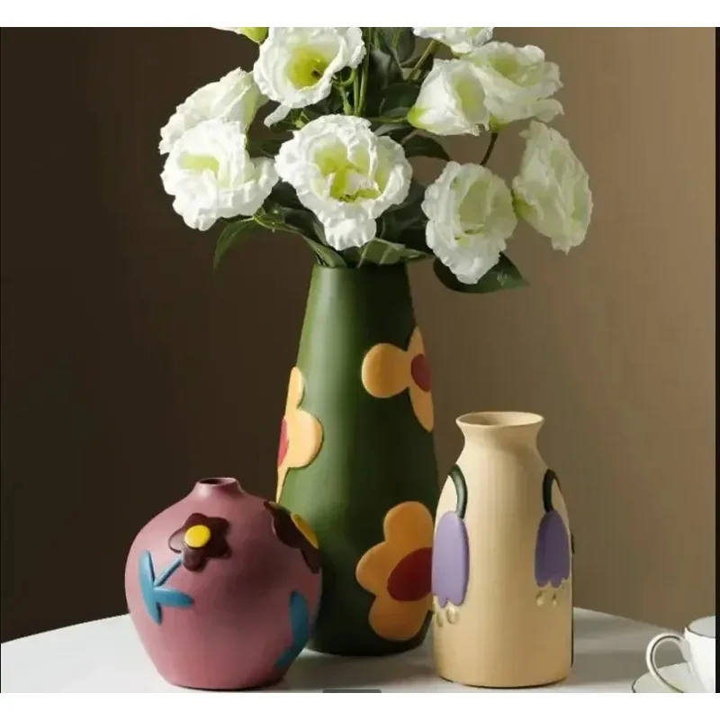 

Керамическая ваза для цветов Цветочная композиция Контейнер Корзина Украшения Украшения Настольные вазы Бутылка Гидропонная ваза