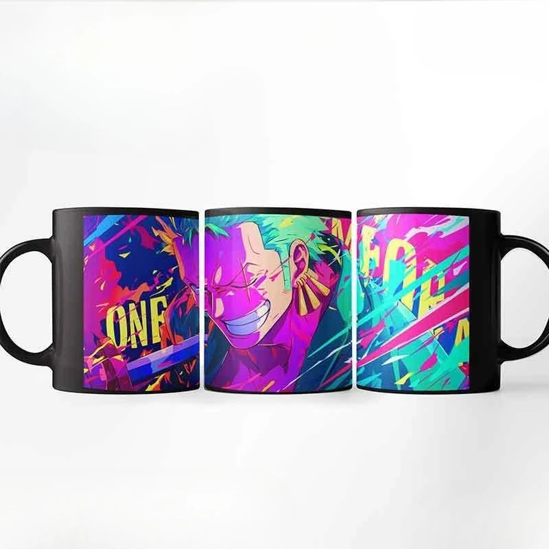 قطعة واحدة زورو مطبوعة القدح الإبداعية عالية القيمة أنيمي الكرتون DIY الكتابة على الجدران السيراميك زوجين طالب الحليب القهوة القدح هدية بالجملة