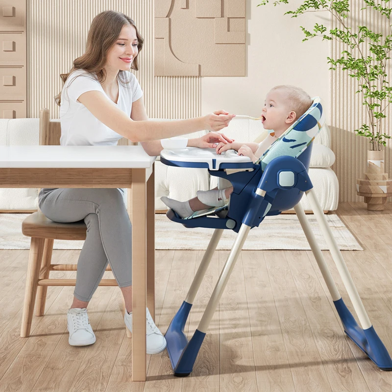 High-footed feeding chair children\'s dining chair foldable multi-function liftable portable household baby dining table