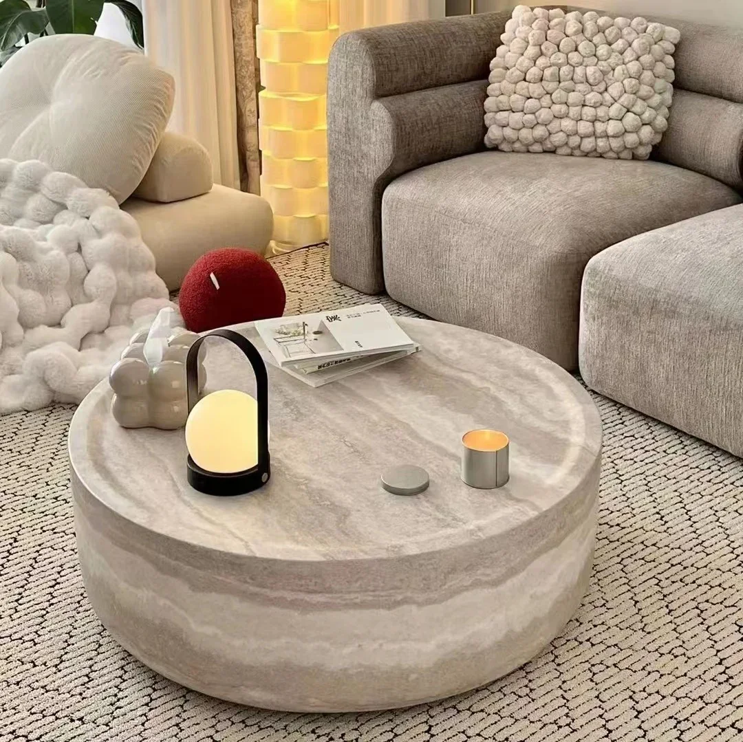 

Luxury Wabi Sabi Round Coffee Table - Premium Marble Tea Table, Designer Art Centerpiece for Elegant Living Room & Airbnb