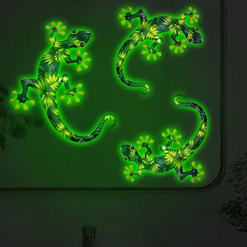 New Fluorescent Gecko Glass Stickers Washbasins Toilet Water Sink Stickers Self-adhesive Removable Decals Home Decor Car Sticker