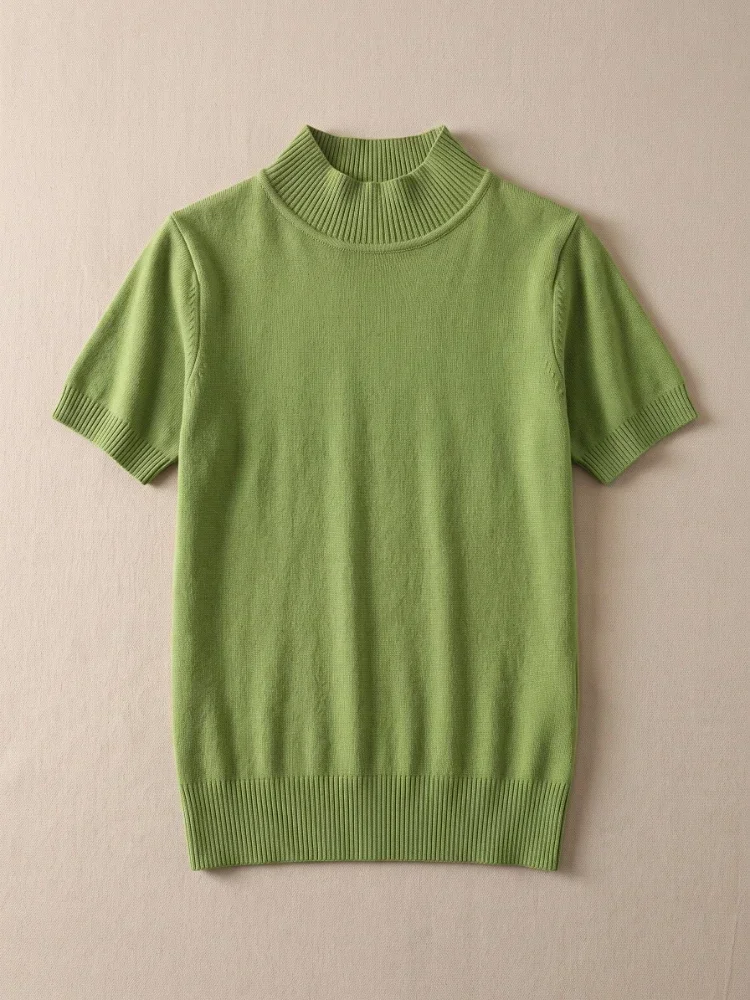Modischer Einfarbiger Pullover Koreanischer Rollkragen Damen T-Shirt Lässige Vielseitige Oberteile 2026 Sommer Herbst Elegante T-Shirts – Detail 5