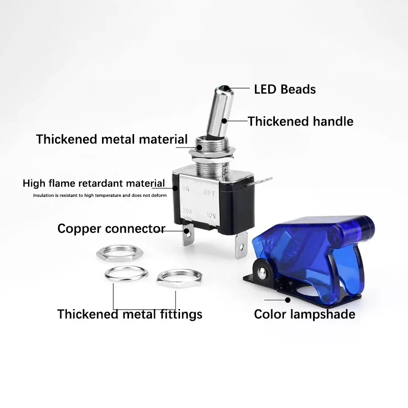 Auto Car เรือรถบรรทุก Illuminated LED สลับสวิทช์ ON OFF ความปลอดภัยเครื่องบิน Flip UP COVER GUARD 12V20A โปร่งใส