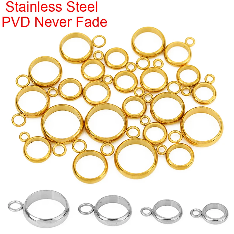 20pcs PVD Never Fade Stainless Steel Necklace Pendants Connectors Clasps 5 6 8 10 mm Pinch Clip Bail Beads For Jewelry Making