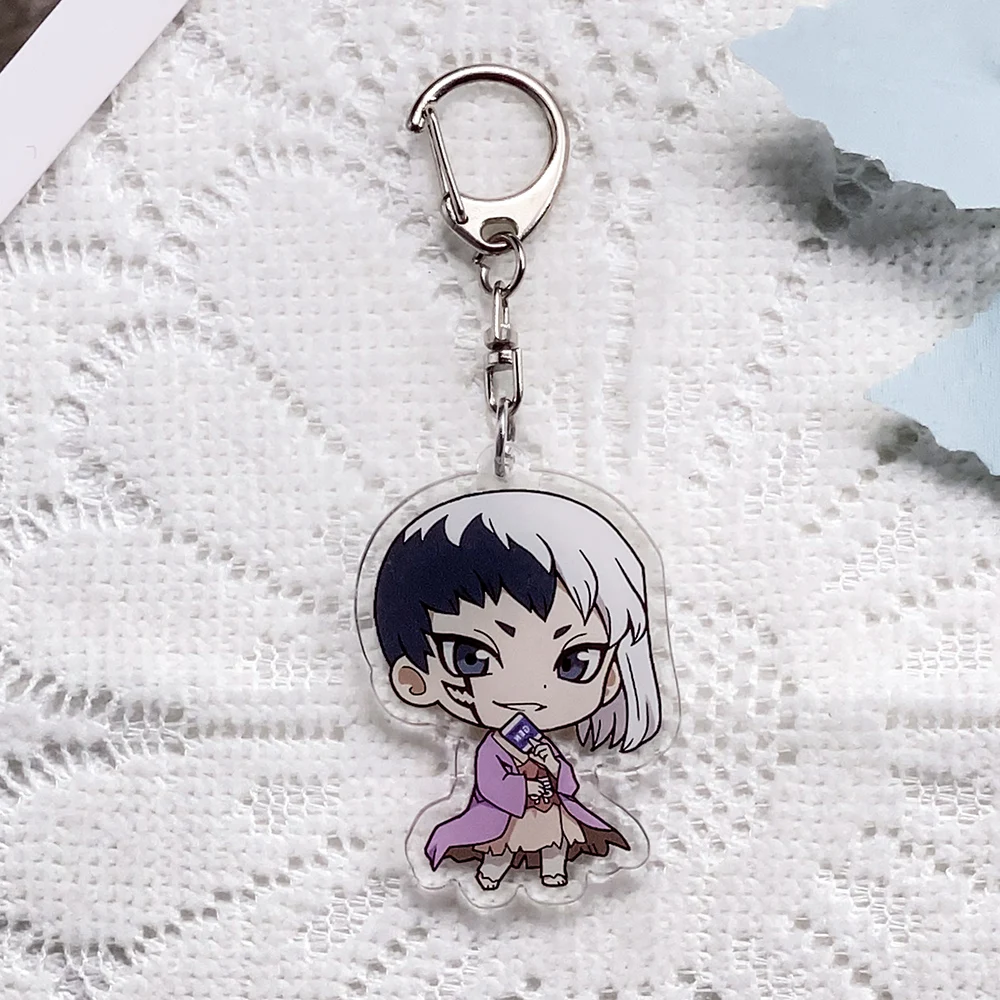 1/6PCS Anime Characters Dr. STONE Acrylic Keychain Accessories Keyrings Friends Gifts Funny Cartoon​ Bag Charms Backpack Pendant image 5