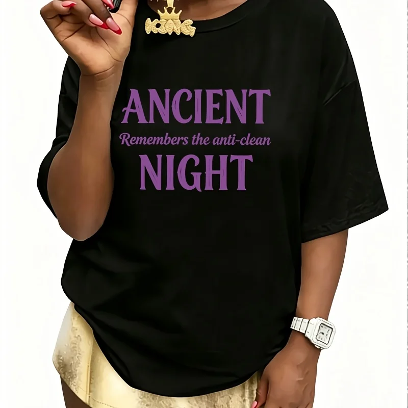 Ancient Remembers the Anti-Clean Night Women's 100% Cotton T-Shirt Short Sleeve Top Casual Round Neck Fun Print Tee S-5Xl