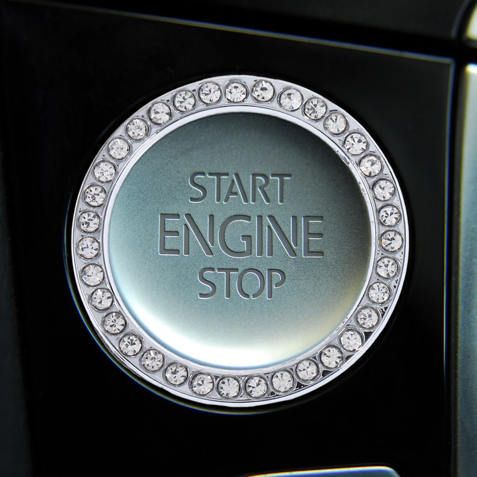 

2Pcs Car Start Push To Start Button Sticker Button Cover Rhinestone Crystal Engine Ignition Ring Decal White Pink Sticker