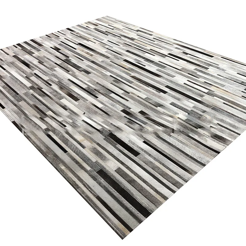 

Imported Natural Cowhide Patchwork Gray Carpet for Home Use for Bedrooms and Living Rooms Textiles & Leather Product