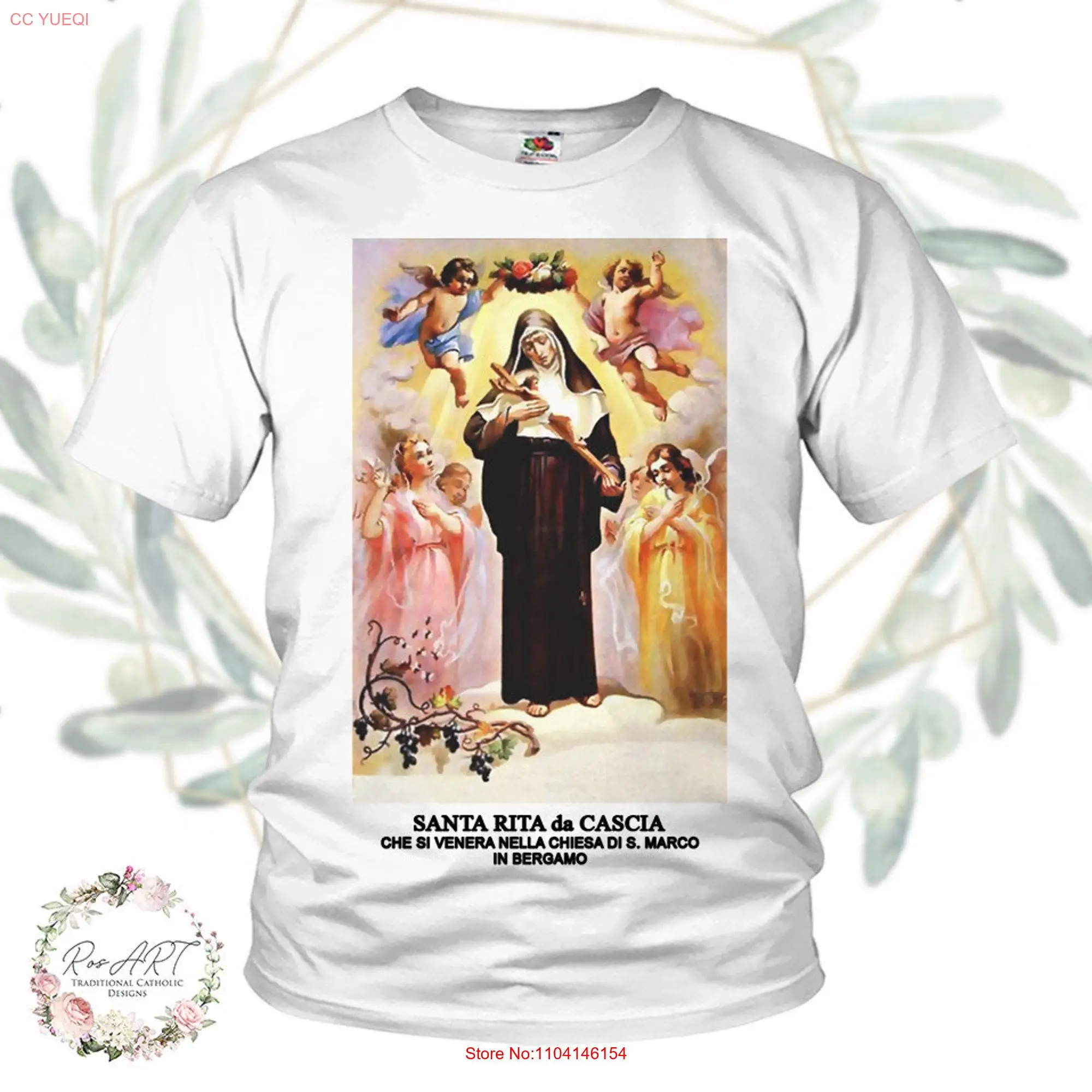 Saint Rita of Cascia v1 T SHIRT TEE Catholic Vintage Apparel DTG Print All Sizes S to 5XL long or short sleeves