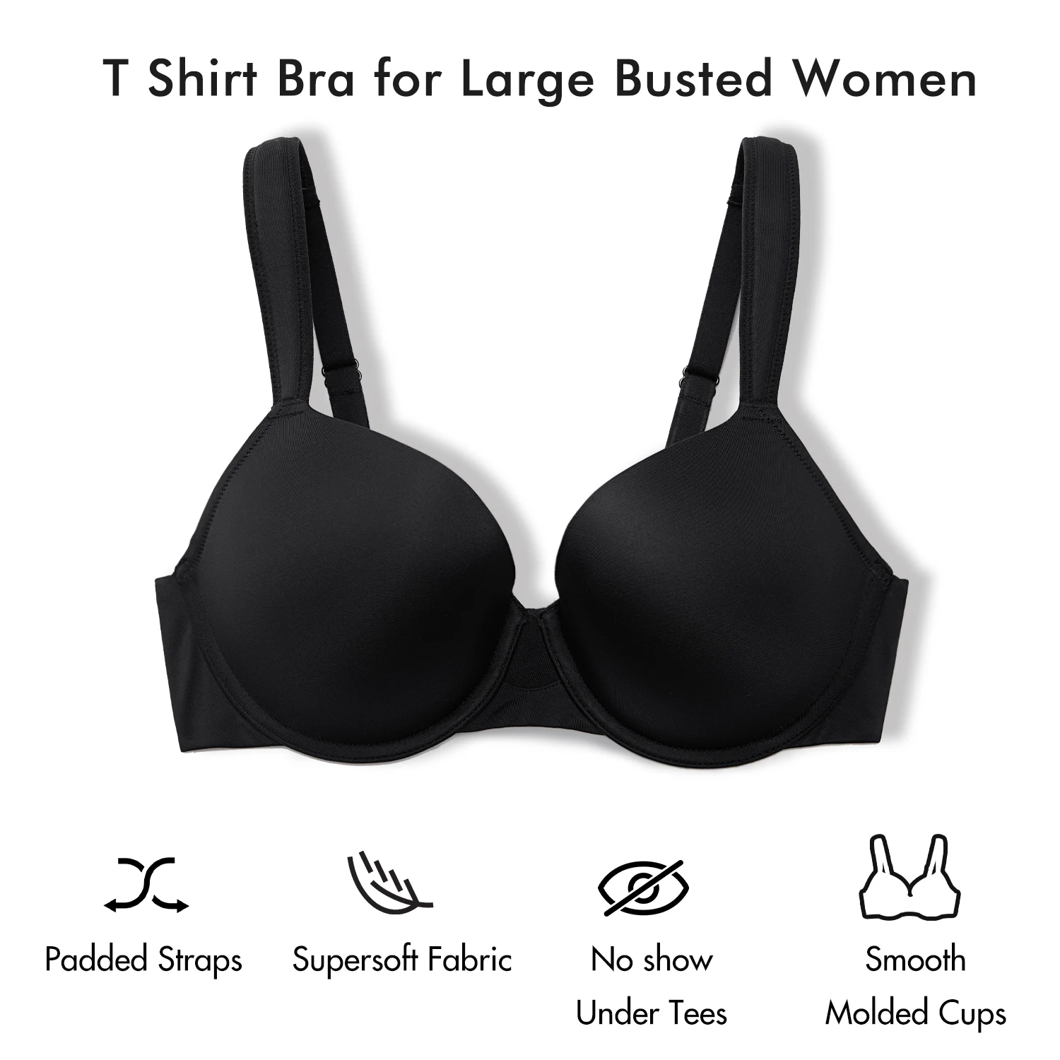 Women\'s Plus Size Seamless T Shirt Bra Full Coverage Underwire Lightly Padded