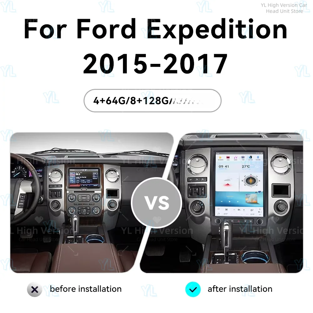 Wireless Carplay Qualcomm Vrtical Screen Android13 For Ford Expedition 2015-2017 GPS Receiver Auto Radio HeadUnit Bluetooth 5.0