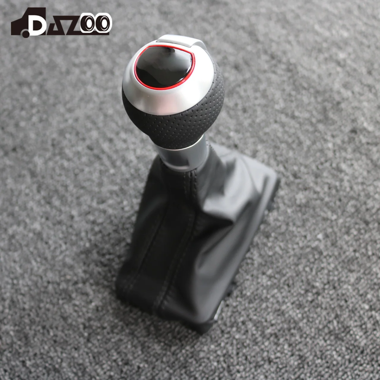 1PCS Leather with Hole with Red Frame Model S logo Gear Shift Knob With Dust Frame  For Audi A6 C6  4F1713139  4F1 713 139