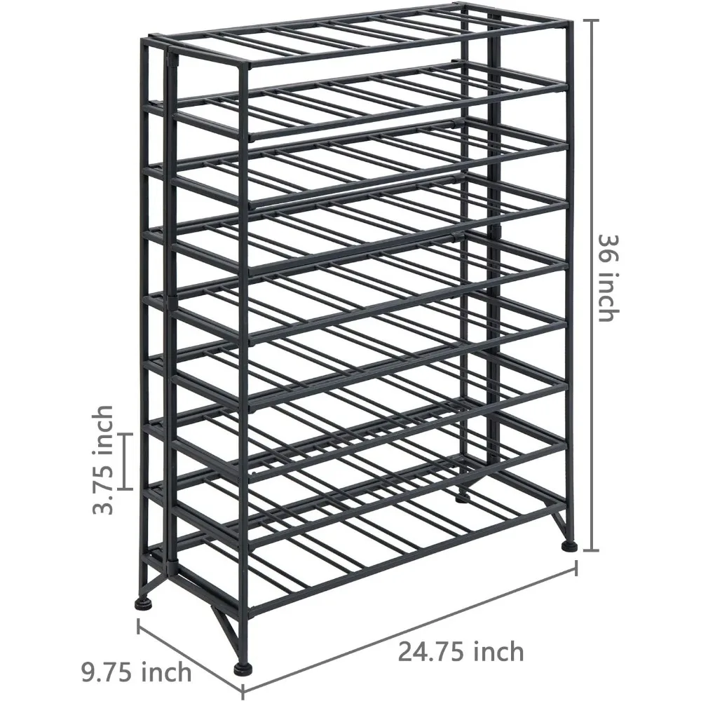Gray Metal 9-Tier Freestanding Wine Rack, Holds 54 Bottles