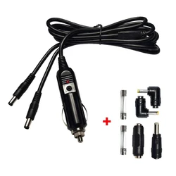 DC Car Charger Power Cord Cigarette Lighter Male to Dual DC 5.5 x 2.1mm Connector with DC4017 5525 5521 Y Splitter Charger Cable