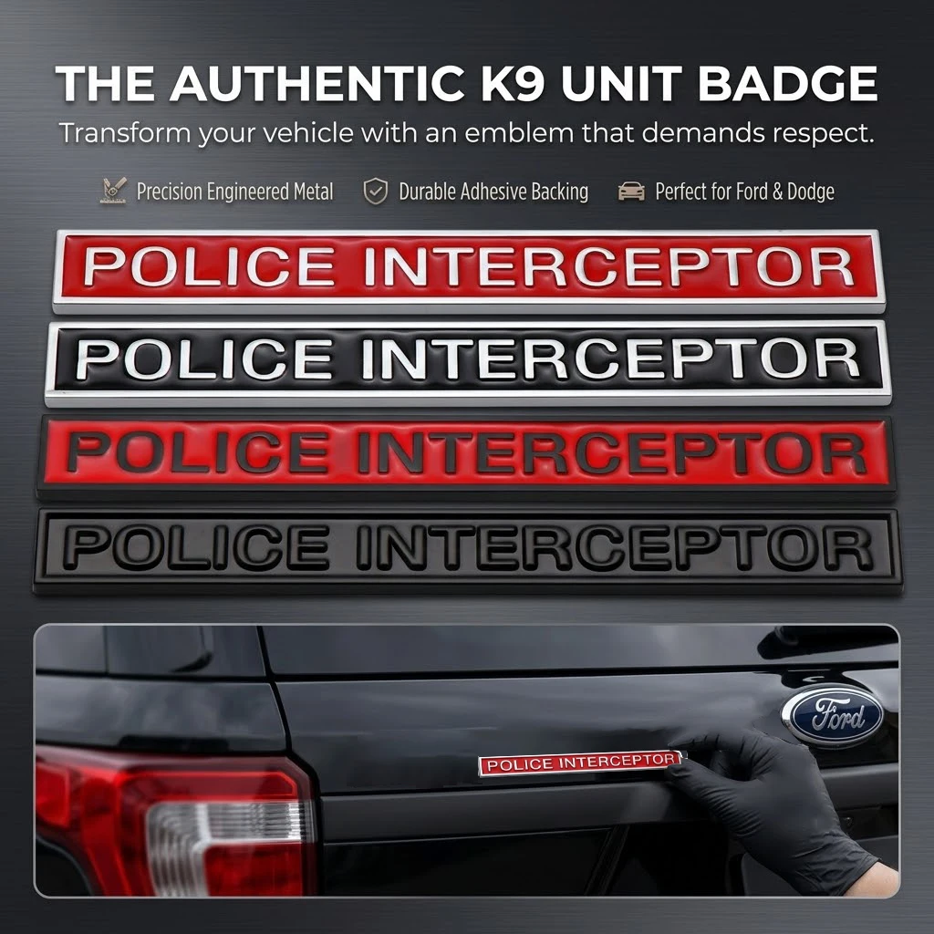 

For Ford Dodge Police Interceptor Utility 3D Metal Rear Trunk Fender Emblem Badge Sticker Body Decal Car Styling Accessory