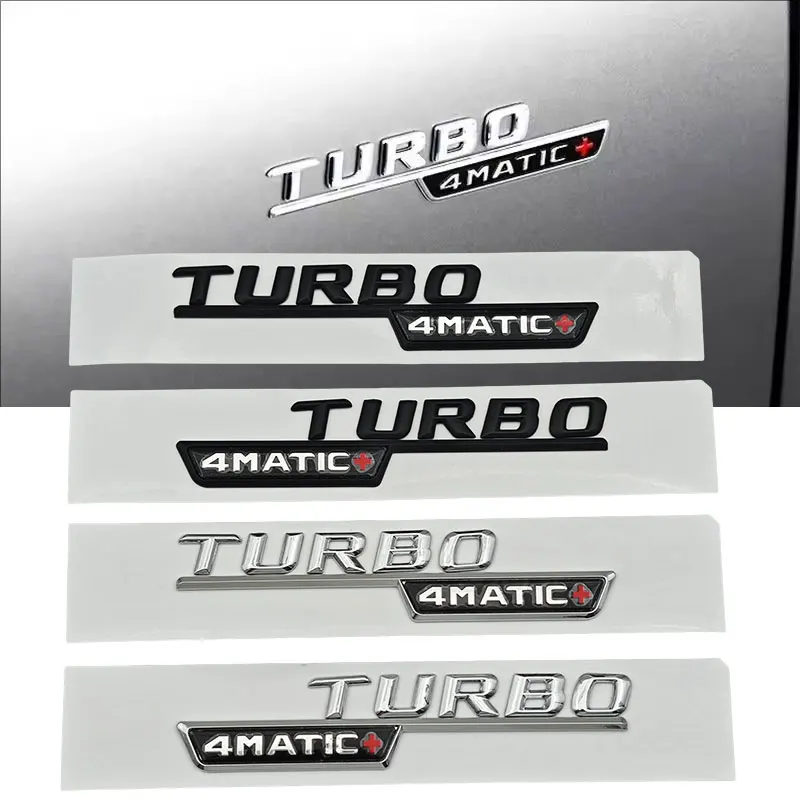

2 шт., 3D буквы ABS TURBO 4MATIC Plus, логотип автомобиля, боковая наклейка на крыло, эмблема, значок для C117 W117 GLE53 GLA45 A45 A35 CLA35 CLA45