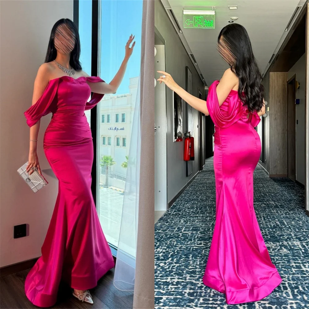 

Customized Evening Dress Formal Dearin Off-the-shoulder Column Floor Length Skirts Hugging Bespoke Occasion Dresses Saudi Arabia