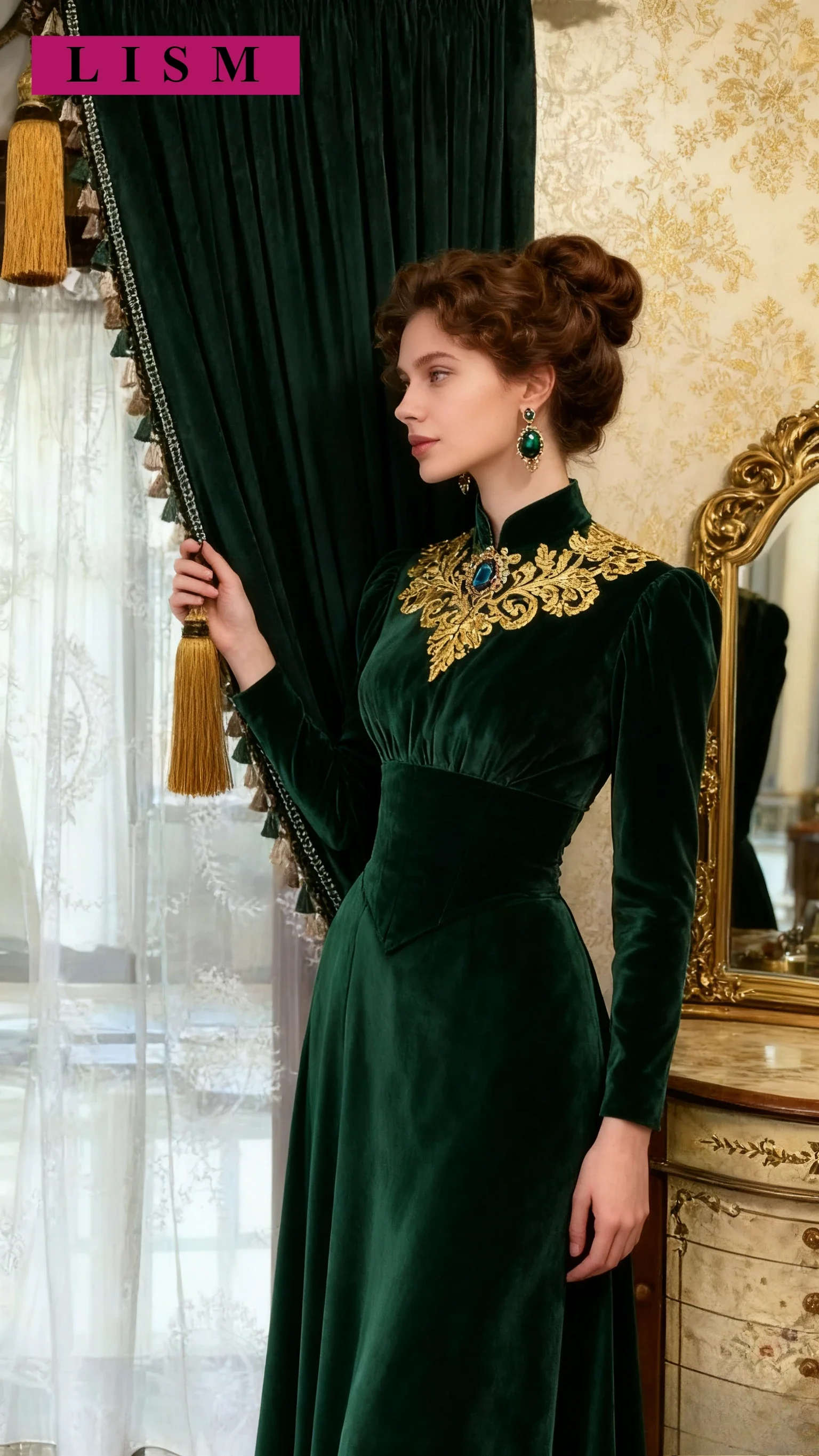 

American Retro Curtains for Living Room Bedroom Dark Green Thick Blackout French Velvet Decor Custom Elegant Window White Tulle