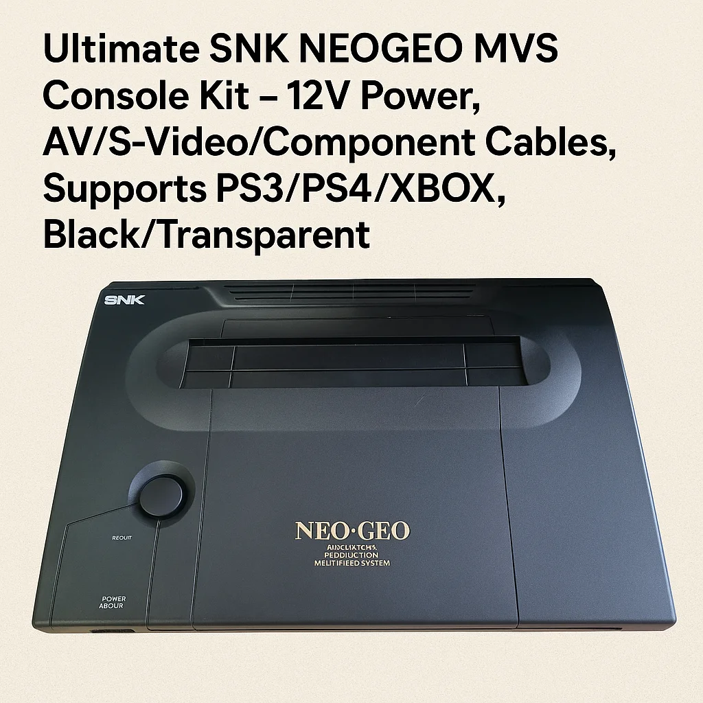 

Ultimate NEOGEO MVS Console Kit – 12V Power, AV/S-Video/Component Cables, Supports PS3/PS4/XBOX Controller, Black/Transparent