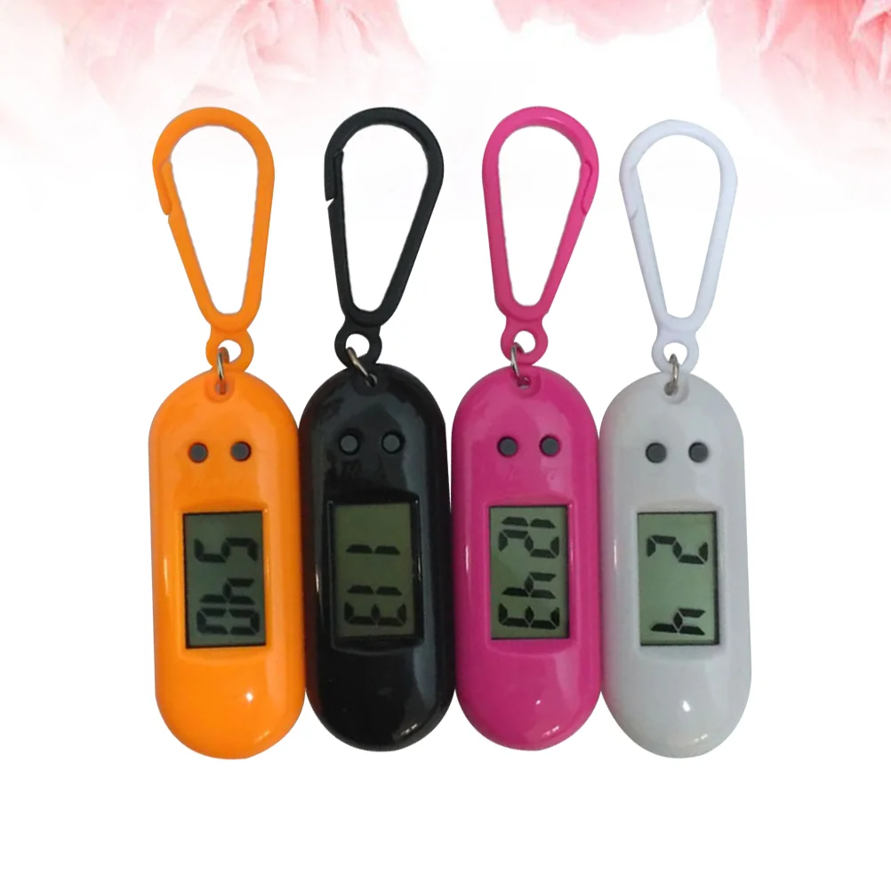 

4 Pcs Digital Keychain Pocket Watches for Men Plastic Pendants Buckle Time Premium Material Great Gift Attach