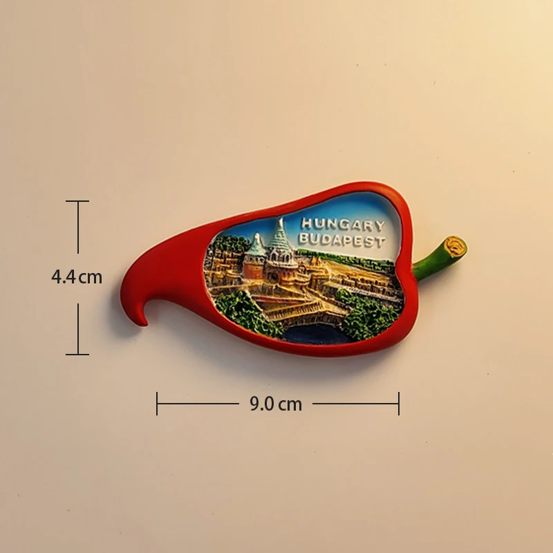 المجر، بودابيست، فلفل، مجسم ثلاثي الأبعاد، هدايا تذكارية للسياحة، لوحة من الراتنج، ديكور منزلي، مغناطيس الثلاجة ﻿
